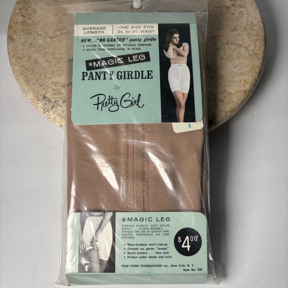Pretty Girl Magic Leg Panty Girdle OS Beige Vintage No Garter Shapewear